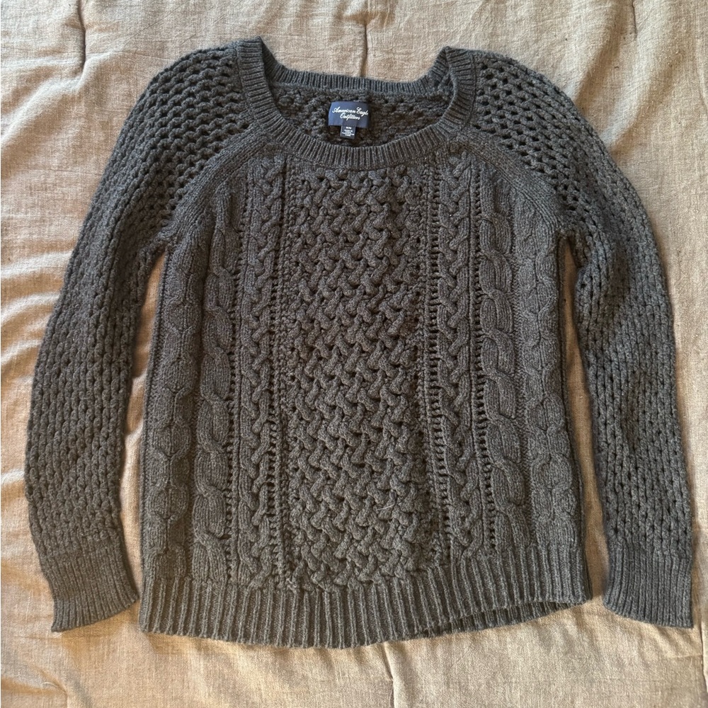 American Eagle Outfitters Charcoal Cable Knit Sweater